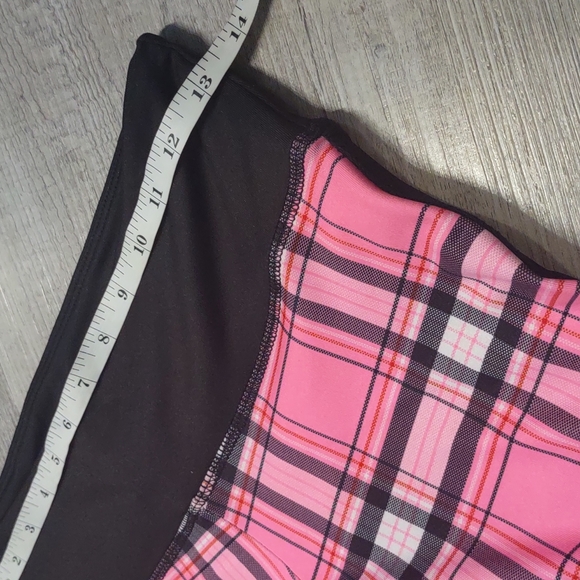 GYM GIRL Pink Black White Designer Plaid Yoga Workout Leggings USA Small New S - Picture 2 of 7